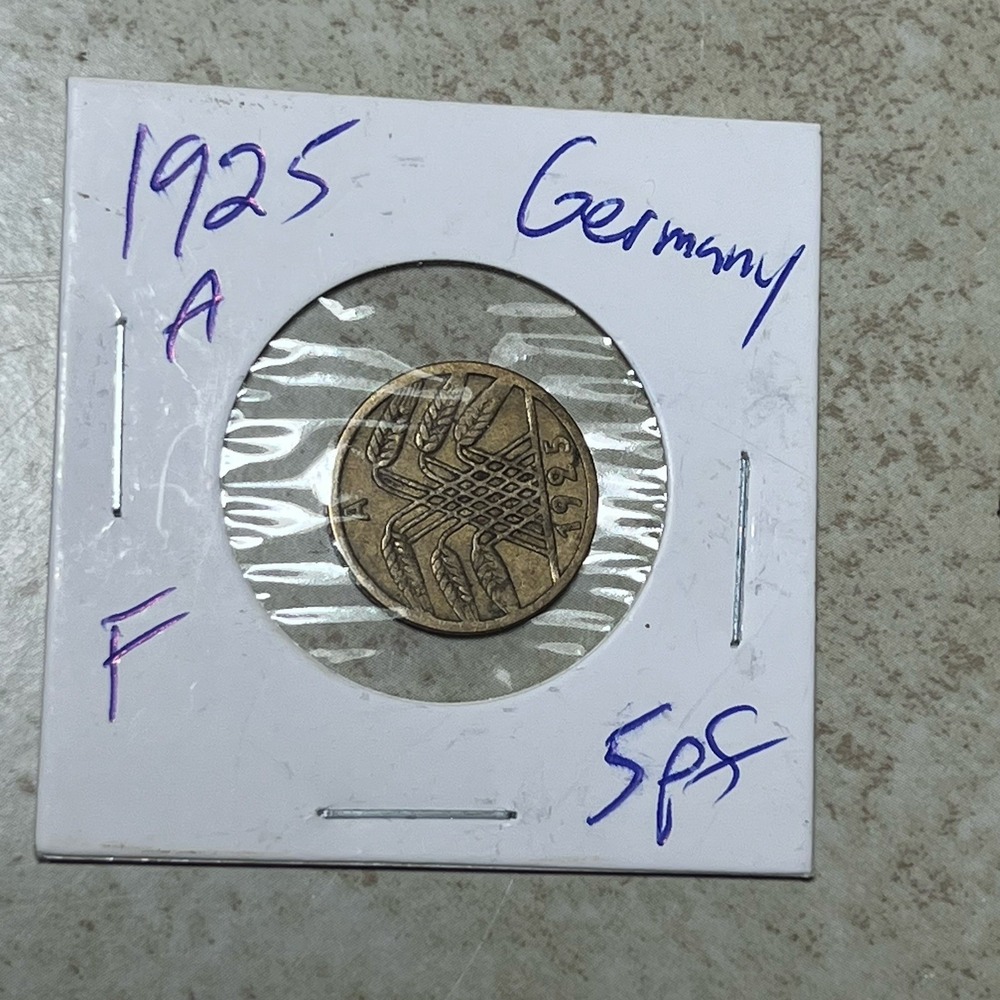 1925 A Germany 5 Reichspfennig Coin - Weimar Republic - Aluminum-Bronze‎
